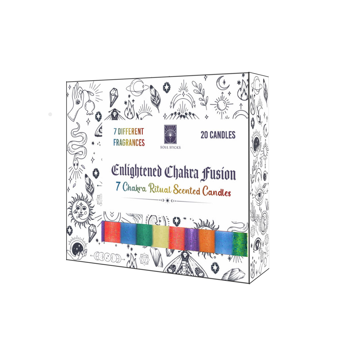 Chakra Fusion Ritual Candles | Pack of 20 | Rooted Phoenix Spiritual