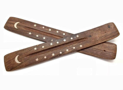 Wood Incense Holder and Ash Catcher | 10 Inch | Rooted Phoenix Spiritual